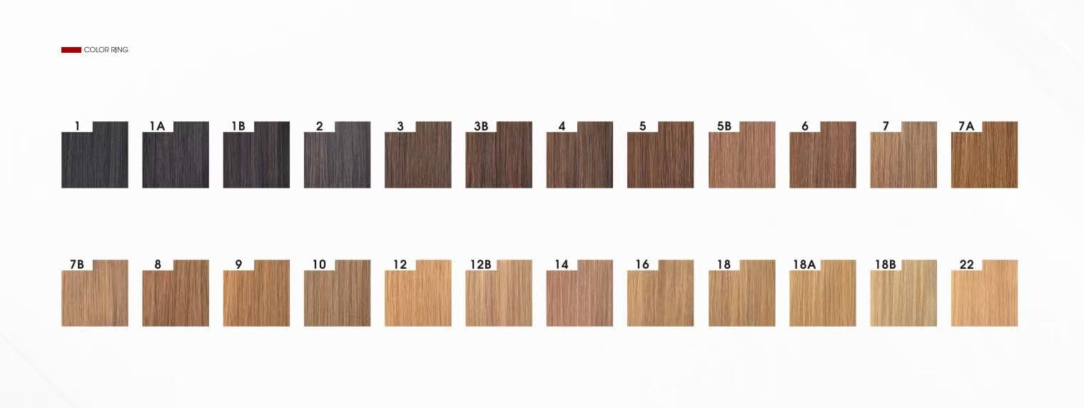 Physical human hair colour references used by Prime Human Hair