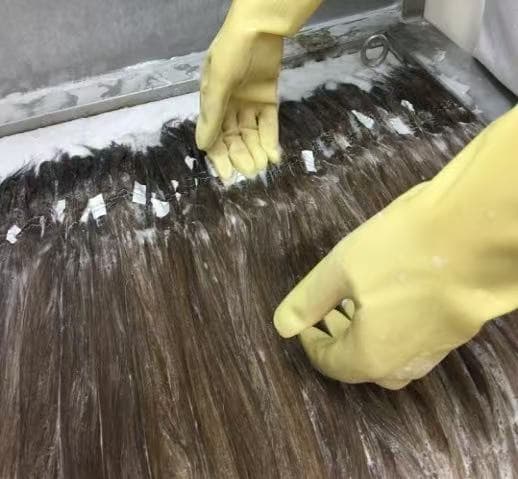 Human hair preparation inside the Prime Human Hair Qingdao factory