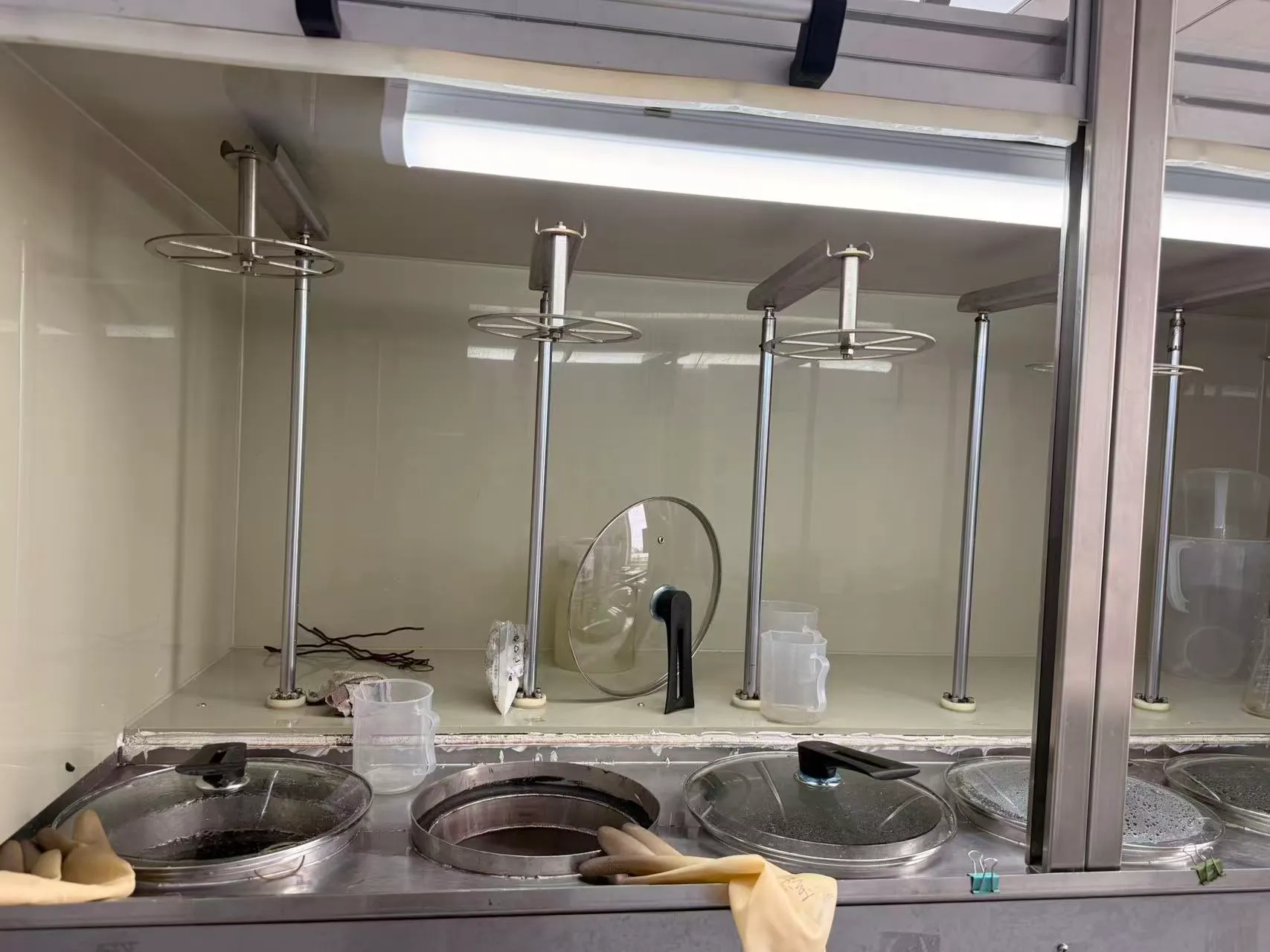 Batch colour processing stations in the Prime Human Hair dyeing workshop