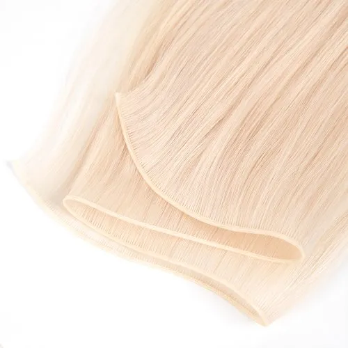 Human hair extension sample prepared for specification review